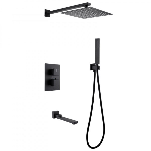 Душевая система скрытого монтажа с термостатом Abber Daheim AF8250B черная матовая фото