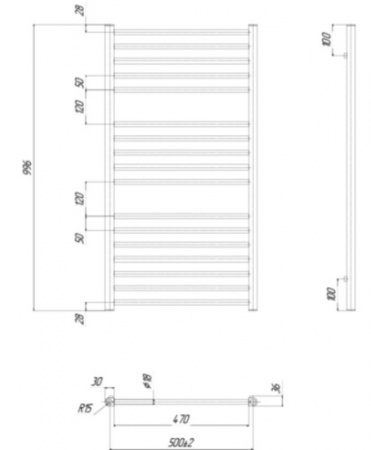 Водяной полотенцесушитель Ravak Norma X04000083679 50x100 фото