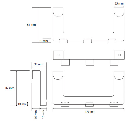 Вешалка на дверь с тремя крючками Bemeta Dark 101106220 черная матовая фото