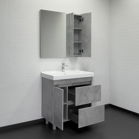 Зеркало со шкафчиком Comforty Осло 80 00-00006508 фото