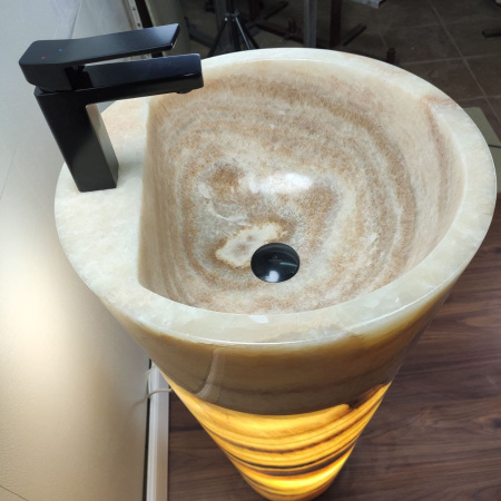 Раковина напольная из оникса Yellow ON-01355 (45*45*90) фото