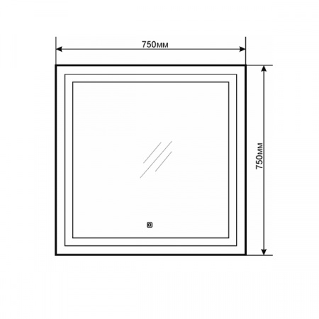 Зеркало Comforty Квадрат-75 светодиодная лента, сенсор 750*750 фото