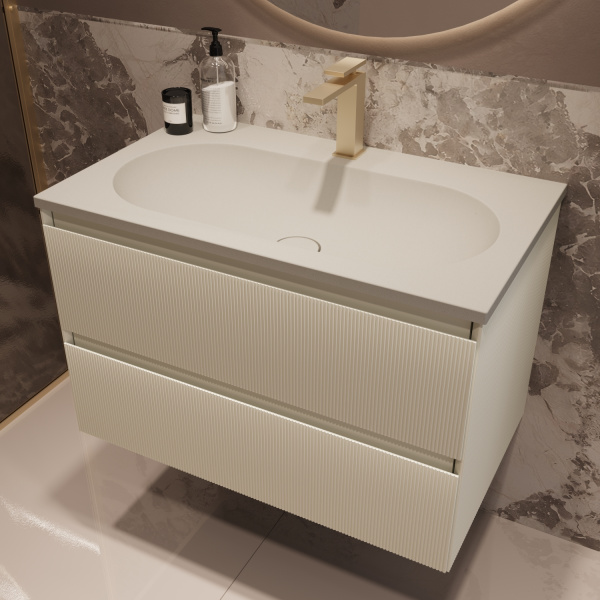 Тумба под раковину Vincea Welle 80 VMC-2WL800MBG M.Beige Soft-touch фото