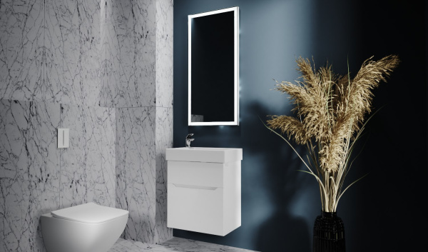 Тумба с раковиной Raval Brik 55 Brk.01.55/P/W/RL белая фото