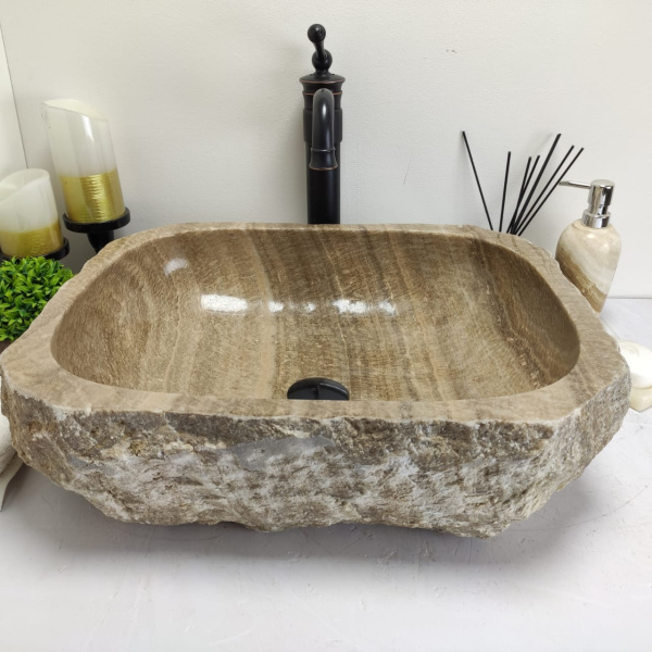 Накладная раковина из оникса Erozy Sunset Brown EO-00744 (52*41*15см) фото