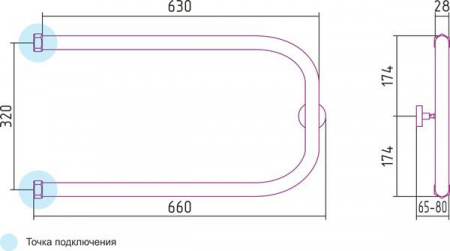 Водяной полотенцесушитель Сунержа П-образный 00-0003-3265 фото