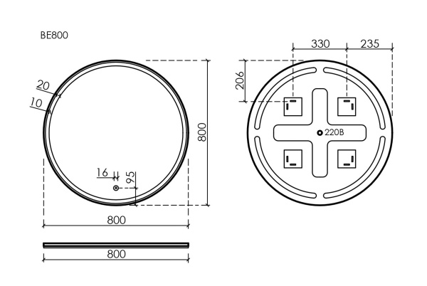Зеркало с подсветкой Sancos Bella BE800 80x80 фото