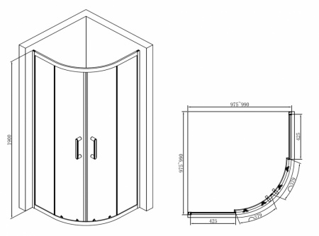 Душевой уголок Abber Schwarzer Diamant AG01100B 100x100 фото