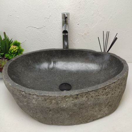 Накладная раковина из речного камня RS01238 (63*42*15) фото