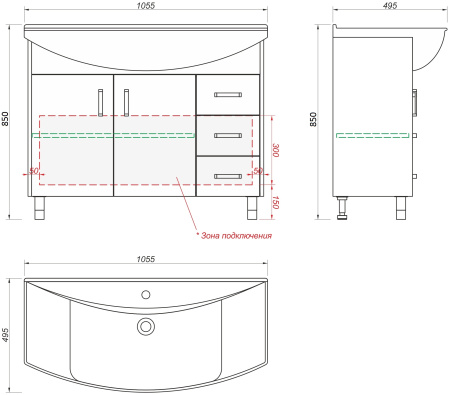 Тумба под раковину Kaksa Винтер 003777 105 см фото