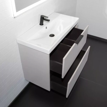 Тумба с раковиной Comforty Селенга-80 00-00021982 серый шелк фото