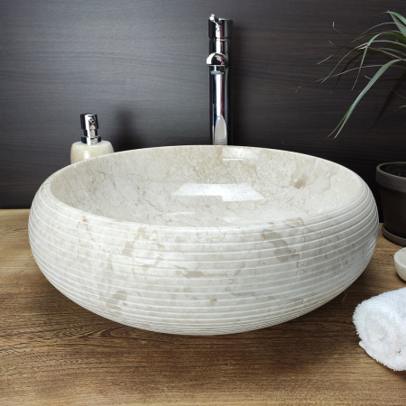 Раковина из мрамора Indo Donut Cream Allur Medium DM-00155 фото