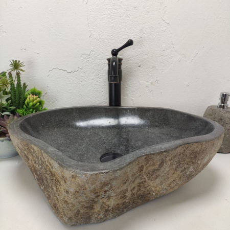 Накладная раковина из речного камня RS01465 (55*46*15) C12 фото