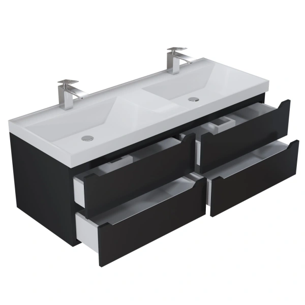 Тумба под двойную раковину Uperwood Tanos 120 2910203302 черная матовая фото