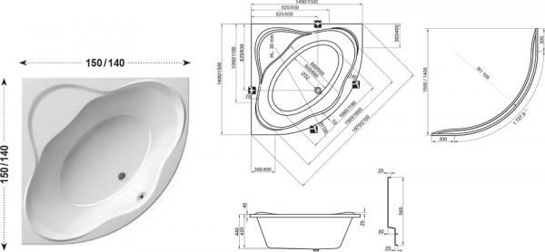 Акриловая ванна Ravak New Day C661000000 150х150 фото