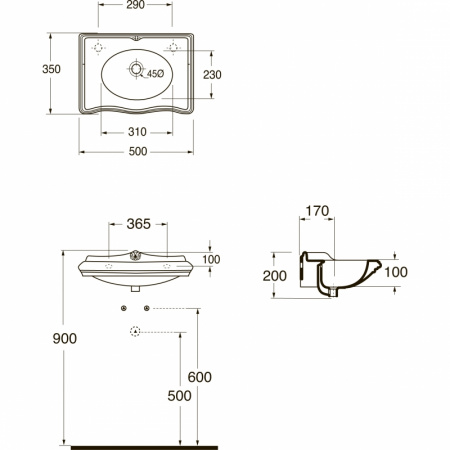 Подвесная раковина Azzurra Jubilaeum JUB200/50 bi*1dx фото