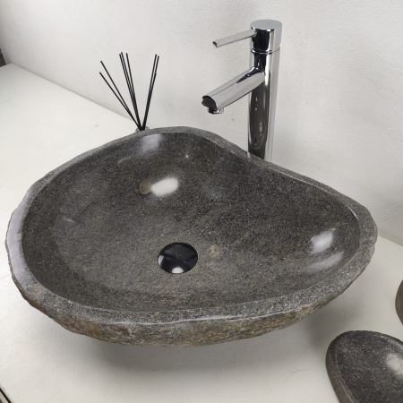 Накладная раковина из речного камня RS0968 (47*41*15) фото