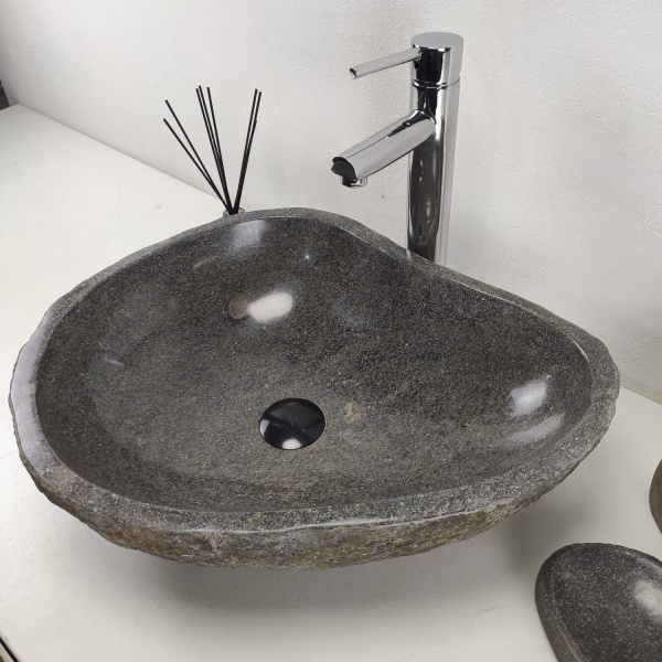 Накладная раковина из речного камня RS0968 (47*41*15) фото
