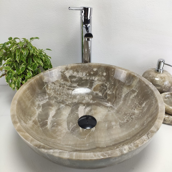 Накладная раковина из оникса Bowl Grey Medium TinLip BO-01043 (45*45*17) фото