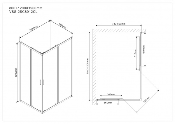 Душевой уголок Vincea Scala VSS-2SC8012CL 120x80 фото