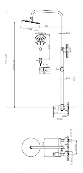 Душевая система (стойка) Cezares Momento MOMENTO-CD-01 хром фото