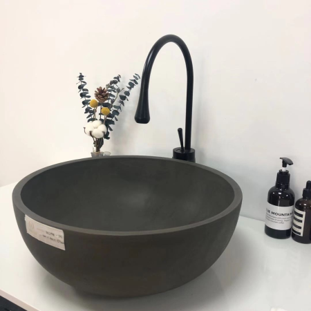 Накладная раковина из бетона Raval RB004-DG 42x42 темно-серая фото