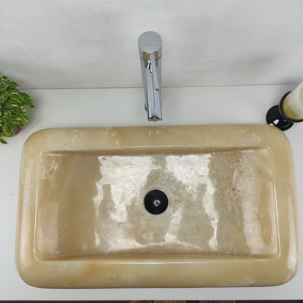 Накладная раковина из оникса Kotak Luncur bibir Yellow KL-00868 (70*40*15) фото