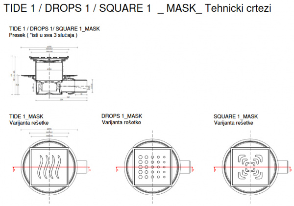 Душевой трап Pestan Confluo Standard Square 1 Mask 13000073 фото