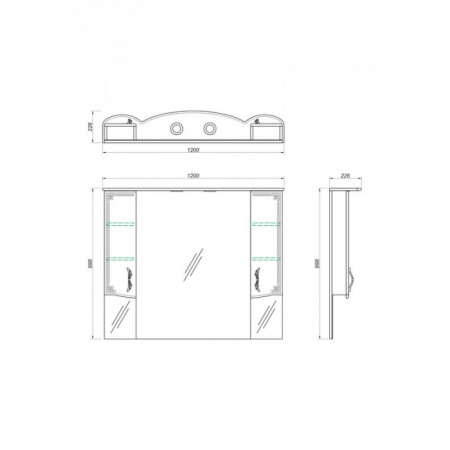 Зеркало-шкаф Kaksa Классик-Д 004080 120 см серебро фото