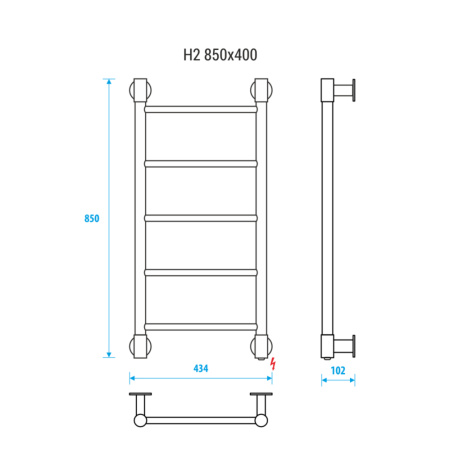 Электрический полотенцесушитель Energy H2 EETR0000H2854000000 85x40 фото