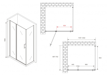 Душевой уголок ABBER Sonnenstrand AG04120BS-S70B 120x70 фото