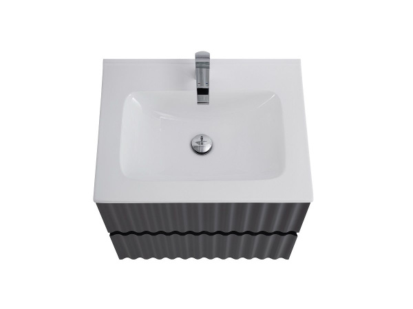 Тумба под раковину Art&Max Elegant AM-ELEGANT-600-2C-SO-GM-LED серая матовая / с подсветкой фото