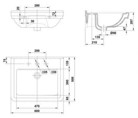 Подвесная раковина Gala Noble 12040 60 см фото