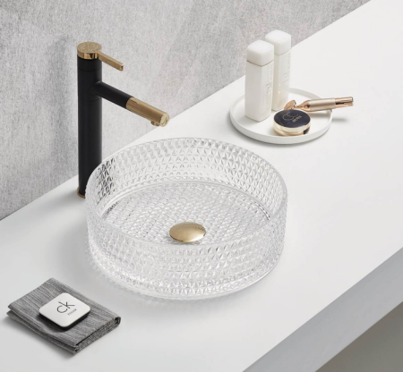 Накладная раковина из стекла CeramaLux GL01 36x36 прозрачная фото