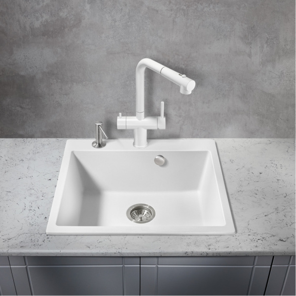 Смеситель для кухни под фильтр с вытяжной лейкой Milacio Ultra Monte MCU.561.WH белый фото