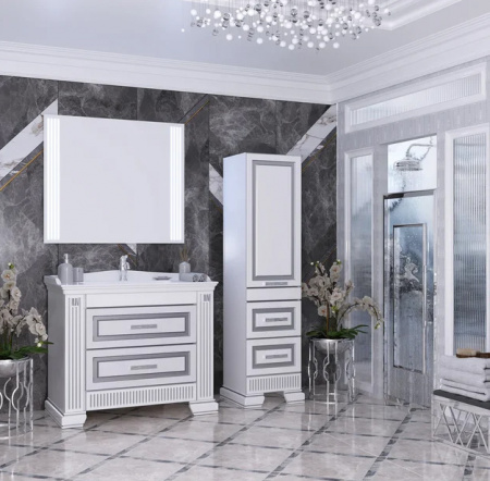 Тумба с раковиной Opadiris Оникс 100 00-00003527 с серебряной патиной фото