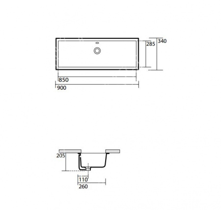 Раковина встраиваемая Kerasan Slim 0230 90 см фото