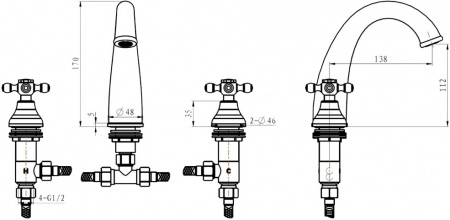 Смеситель для раковины Boheme Royal Crystal 317-Royal/CRST фото
