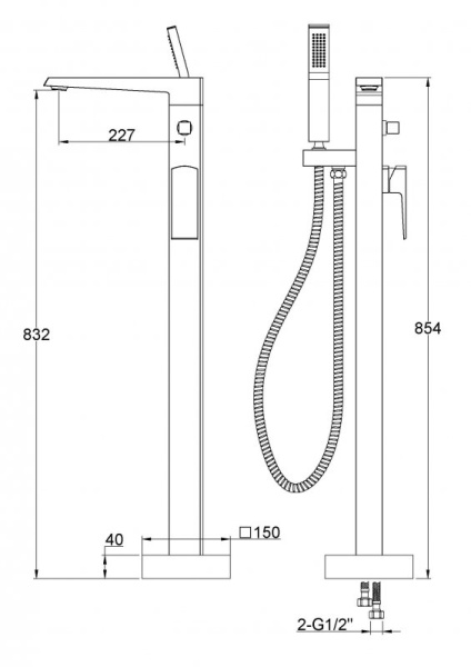 Напольный смеситель для ванны с душем BelBagno Arlie ARL-FMTA-CRM хром фото