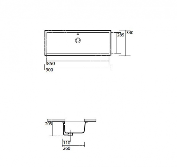 Раковина встраиваемая Kerasan Slim 0230 90 см фото