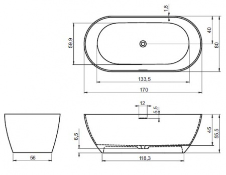 Ванна из литьевого мрамора Riho Bilbao BS1000500000000 170x80 фото