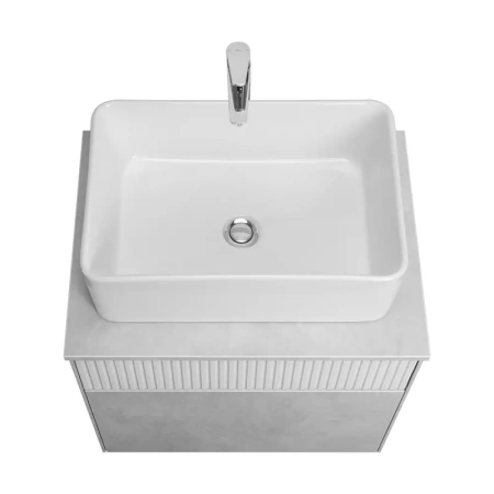 Тумба под раковину Акватон Марбл 60 1A276101MH4C0 белый матовый/слэйт фото