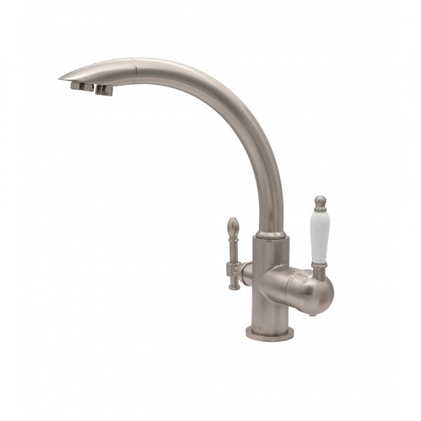 Смеситель для кухни с фильтром для воды Milacio Castellon Ceramic MC.513.SN сатин фото