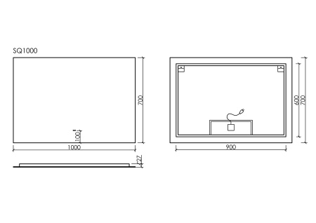 Зеркало с подсветкой Sancos Square SQ1000 100x70 фото