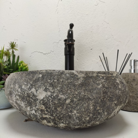 Накладная раковина из речного камня RS01446 (39*35*14) фото