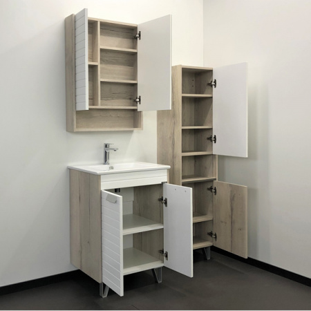 Шкаф-пенал Comforty Клеон-40 белый/дуб дымчатый фото