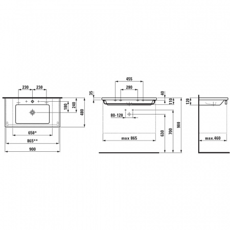 Раковина Laufen Living 8.1643.3.000.104.1 90 см фото