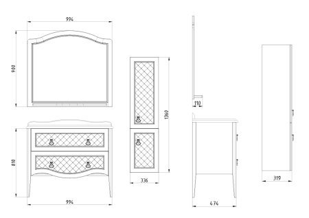 Зеркало ASB Woodline Верано 100 11976 фото