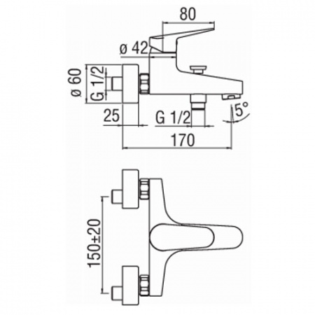 Смеситель для ванны Nobili Blues (BS101110/1CR) фото