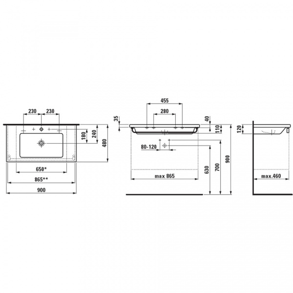 Раковина Laufen Living 8.1643.3.000.104.1 90 см фото